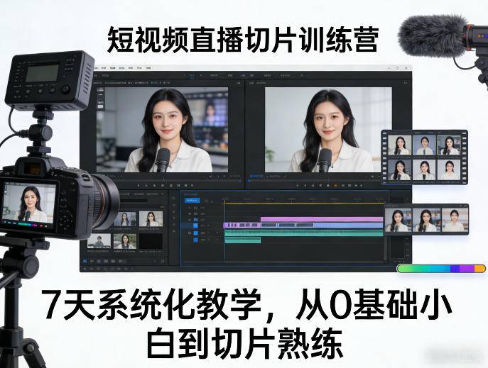 短视频直播切片训练营，7天系统化教学，从0基础小白到切片熟练-云推网创项目库