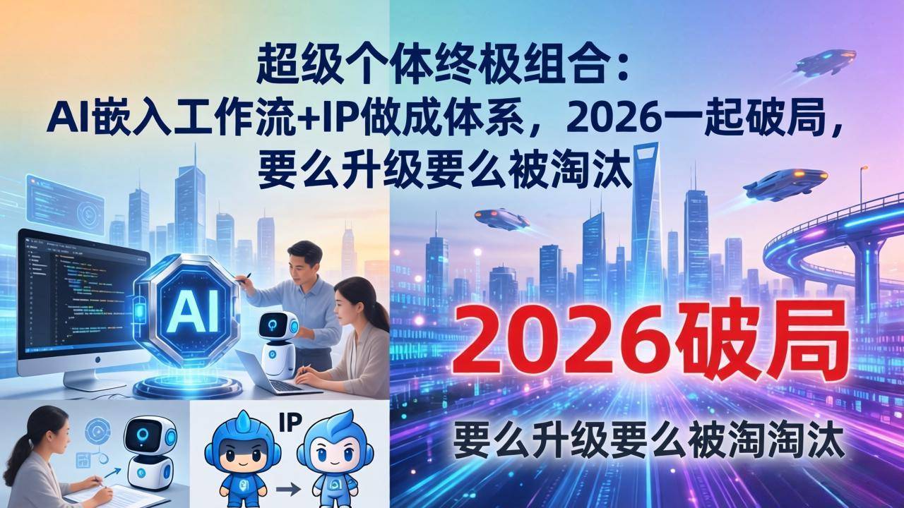 超级个体终极组合：AI嵌入工作流+IP做成体系，2026一起破局，要么升级要么被淘汰-云推网创项目库