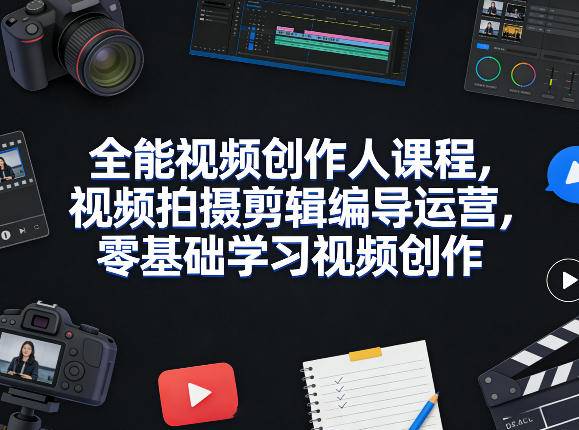 全能视频创作人课程，视频拍摄剪辑编导运营，零基础学习视频创作(更新2026年3月)-云推网创项目库