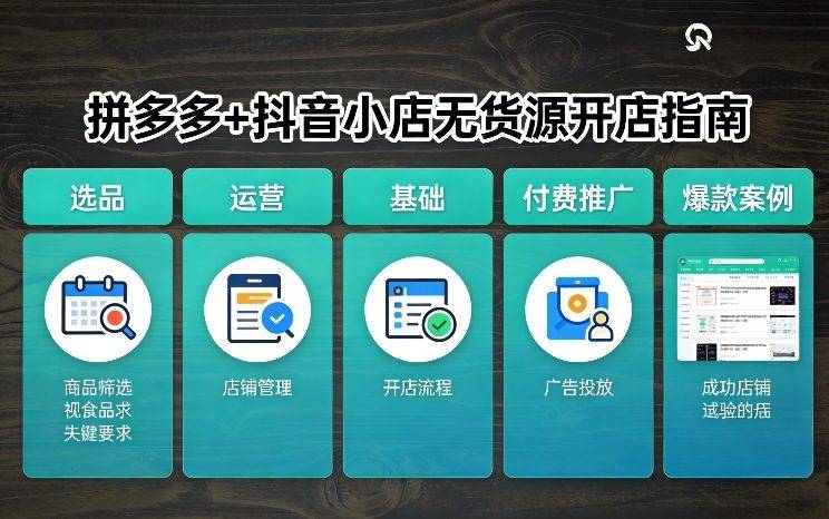 拼多多+抖音小店无货源开店，包括：选品、运营、基础、付费推广、爆款案例等(更新26年3月)-云推网创项目库