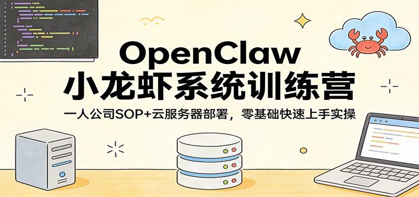 OpenClaw小龙虾系统训练营：一人公司SOP，云服务器部署，零基础快速上手实操-云推网创项目库