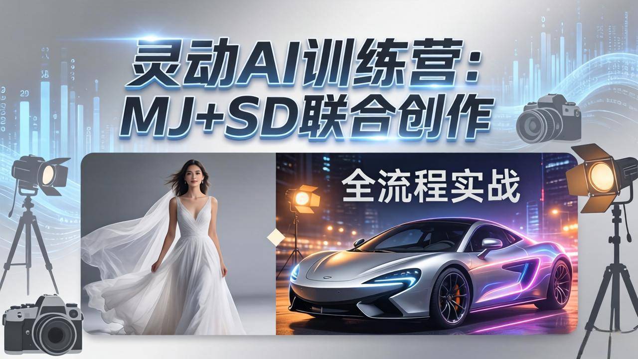 灵动AI训练营-3.0课程:MJ+SD联合创作,从婚纱大片到汽车广告,摄影后期全流程实战-云推网创项目库