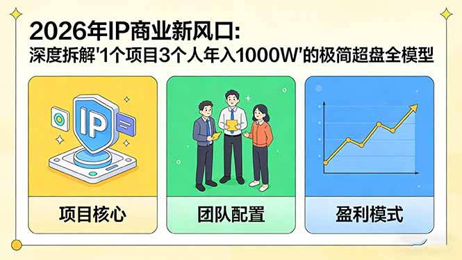 2026年IP商业新风口:深度拆解“1个项目3个人年入1000W”的极简超盘全模型-云推网创项目库