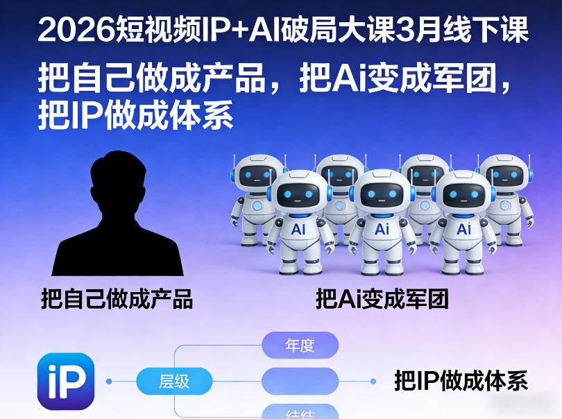 2026短视频IP+AI破局大课3月线下课，把自己做成产品，把Ai变成军团，把IP做成体系-云推网创项目库