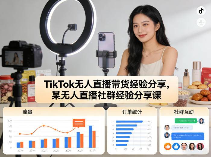 TikTok无人直播带货经验分享，某无人直播社群经验分享课-云推网创项目库