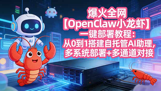 爆火全网【OpenClaw 小龙虾】一键部署教程：从0到1搭建自托管AI助理，多系统部署+多通道对接-云推网创项目库
