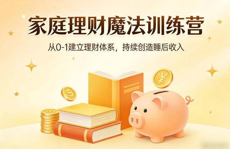 家庭理财魔法训练营,从0-1建立理财体系,持续创造睡后收入-云推网创项目库