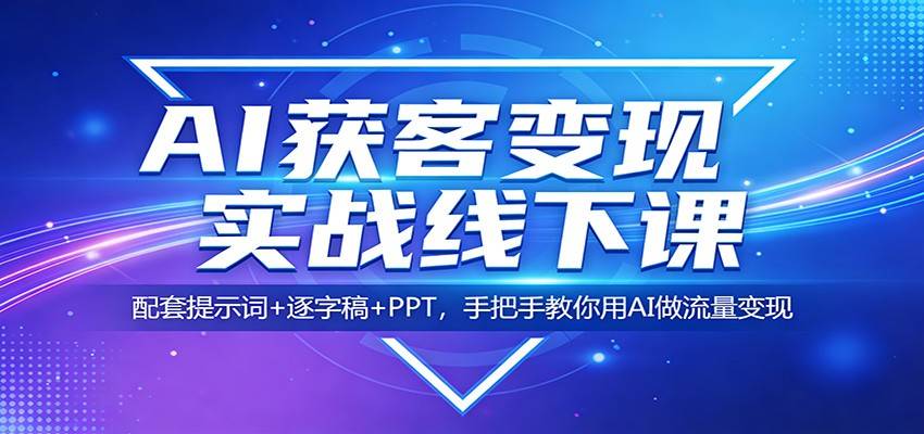 AI获客变现实战线下课：配套提示词+逐字稿+PPT，手把手教你用AI做流量变现-云推网创项目库