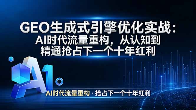 GEO 生成式引擎优化实战：AI时代流量重构，从认知到精通抢占下一个十年红利-云推网创项目库