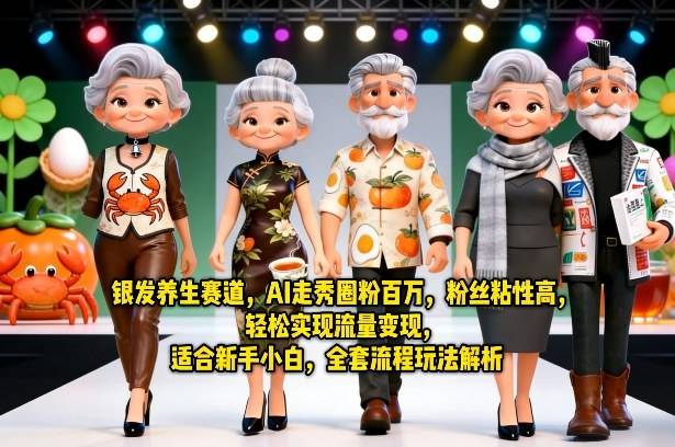 银发养生赛道，AI走秀圈粉百万，粉丝粘性高，轻松实现流量变现，适合新手小白，全套流程玩法解析-云推网创项目库