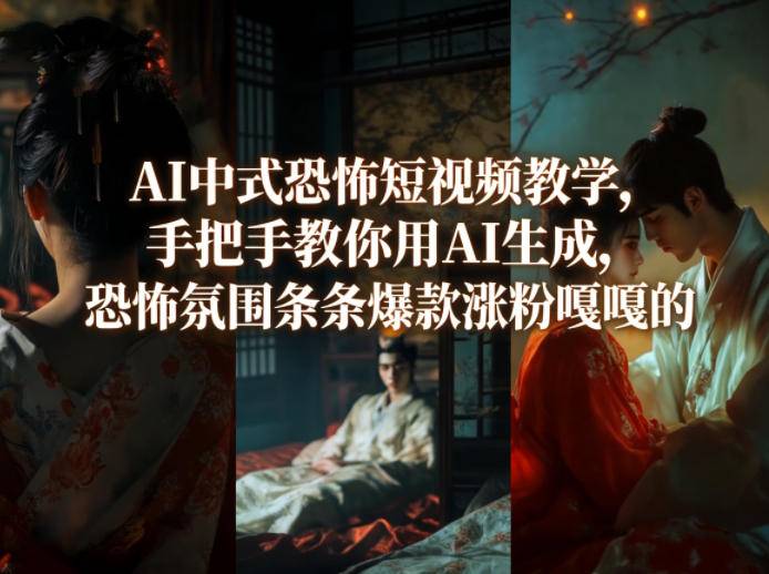 AI中式恐怖短视频教学，手把手教你用AI生成，恐怖氛围条条爆款涨粉嘎嘎的-云推网创项目库