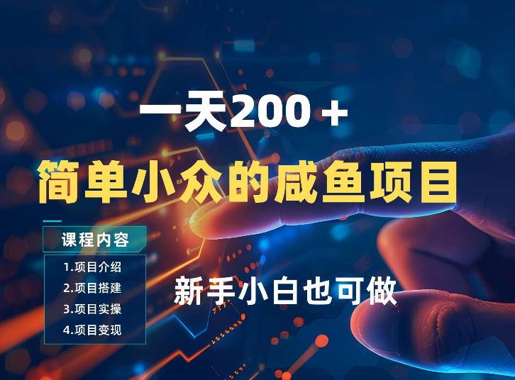 一天收入2张，一个简单小众的咸鱼项目，0门槛小白也能做-云推网创项目库
