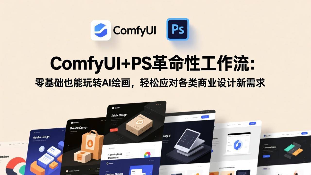 ComfyUI+PS革命性工作流：零基础也能玩转AI绘画，轻松应对各类商业设计新需求-云推网创项目库