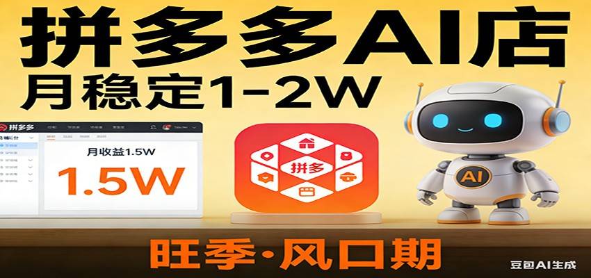 开一家拼多多AI店，月稳定1-2W，目前旺季，风口期！-云推网创项目库
