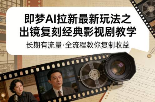 即梦AI拉新最新玩法之出镜复刻经典影视剧教学，长期有流量，全流程教你复制收益-云推网创项目库