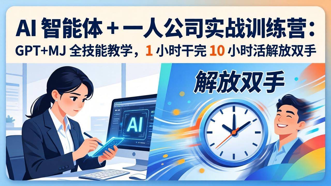 AI 智能体 + 一人公司实战训练营：GPT+MJ 全技能教学，1 小时干完 10 小时活解放双手-云推网创项目库