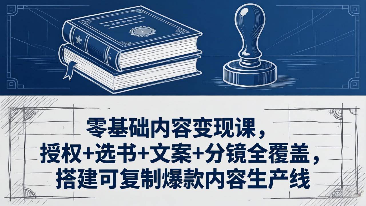 零基础内容变现课，授权+选书+文案+分镜全覆盖，搭建可复制爆款内容生产线-云推网创项目库