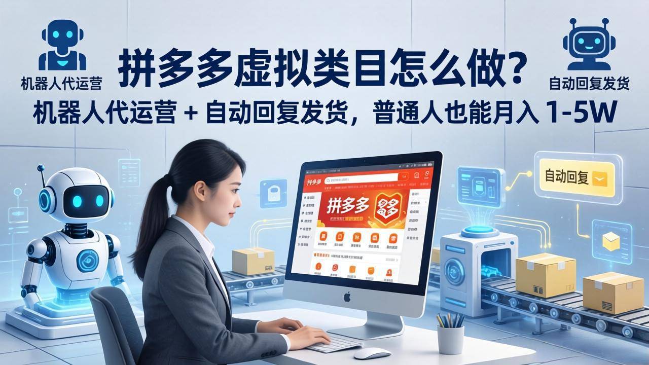 拼多多虚拟类目怎么做？机器人代运营 + 自动回复发货，普通人也能月入 1-5W-云推网创项目库