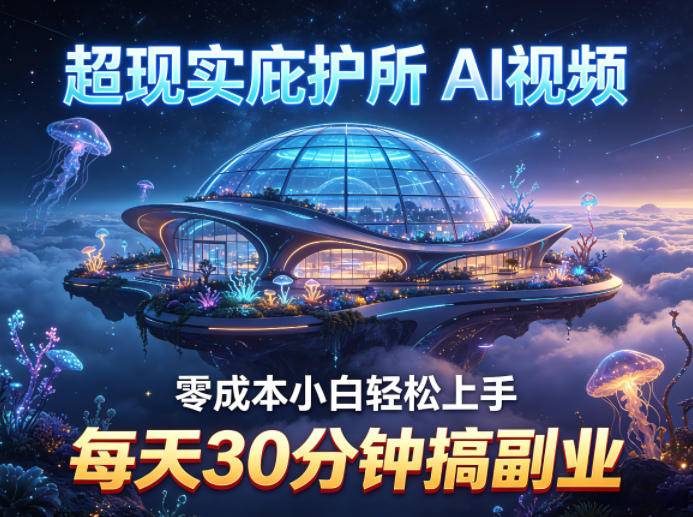 超现实庇护所AI视频项目拆解，零成本小白轻松上手，每天30分钟搞副业-云推网创项目库