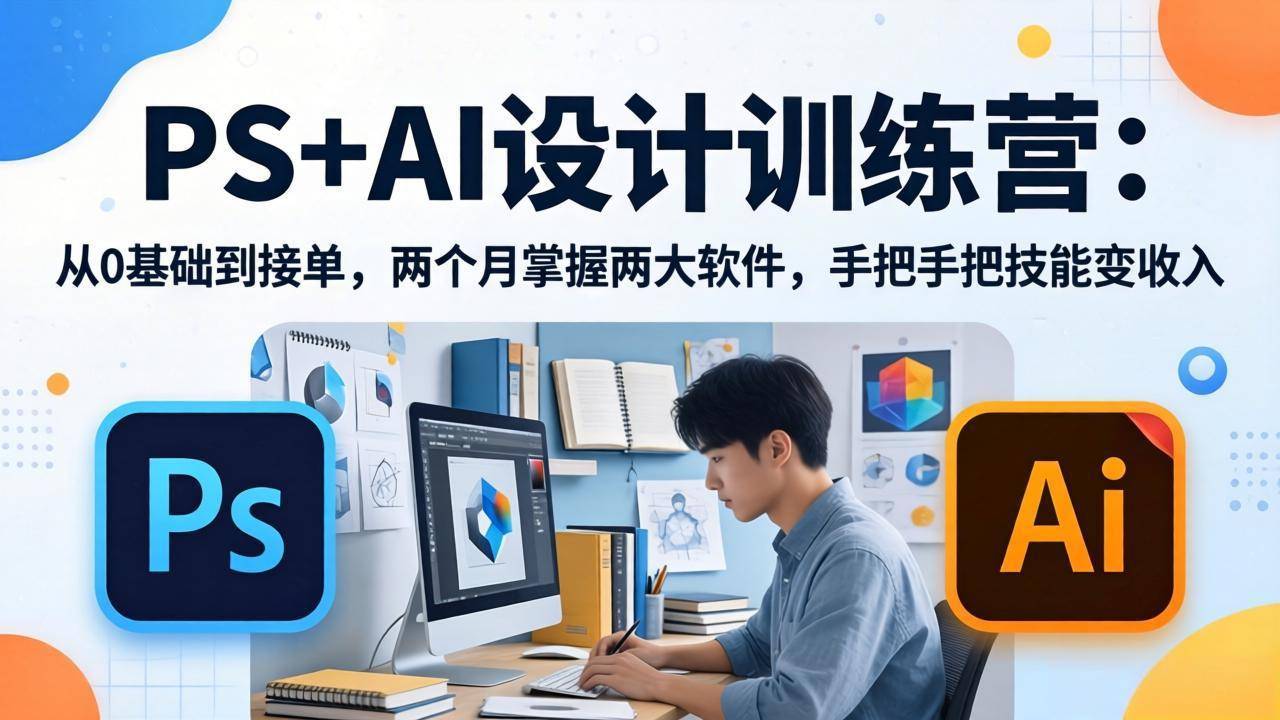 PS+AI设计训练营:从0基础到接单,两个月掌握两大软件,手把手把技能变收入-云推网创项目库