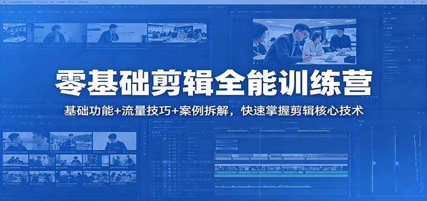 零基础剪辑全能训练营：基础功能+流量技巧+案例拆解，快速掌握剪辑核心技术-云推网创项目库