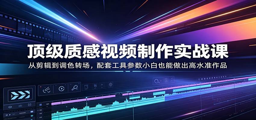 顶级质感视频制作实战课：从剪辑到调色转场，配套工具参数小白也能做出高水准作品-云推网创项目库