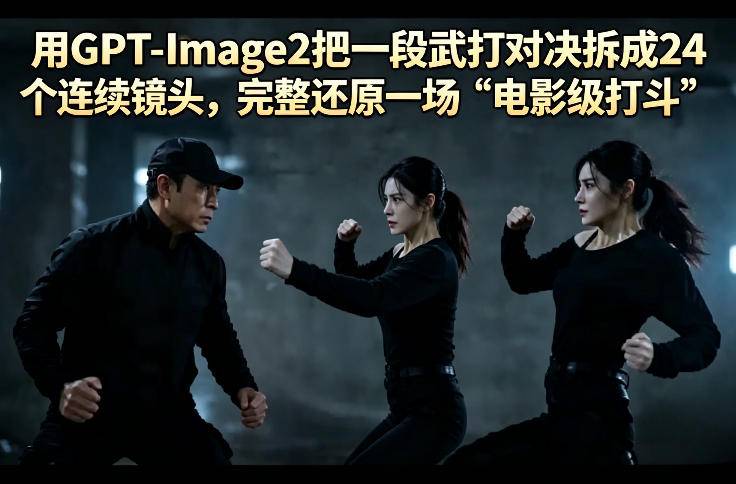 用GPT-Image2把一段武打对决拆成24个连续镜头，完整还原一场“电影级打斗”-云推网创项目库
