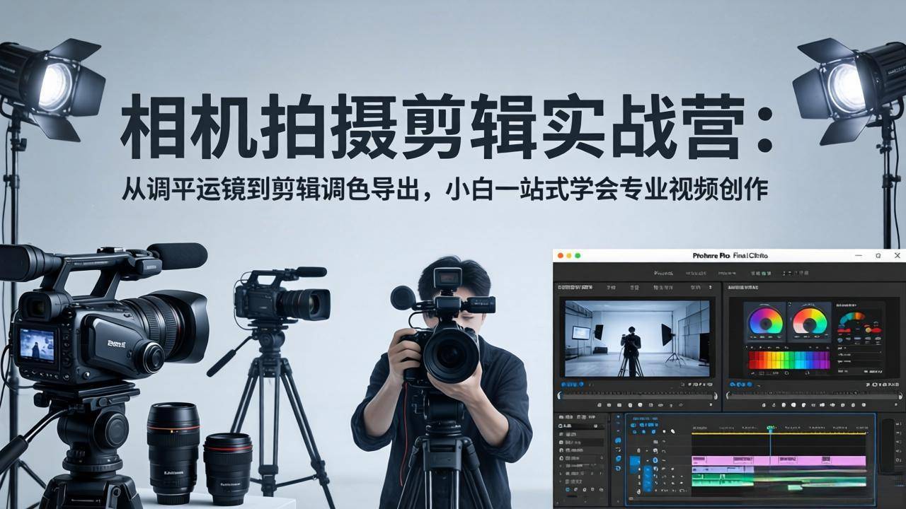 相机拍摄剪辑实战营：从调平运镜到剪辑调色导出，小白一站式学会专业视频创作-云推网创项目库