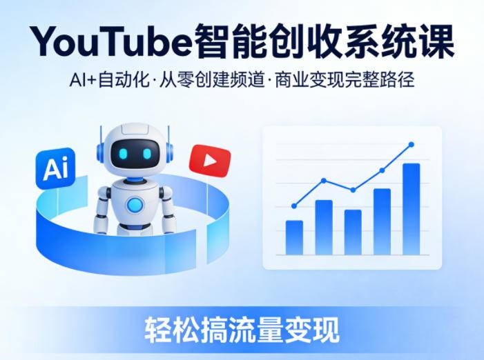 YouTube智能创收系统课，AI+自动化，从零创建YouTube频道并实现商业变现的完整路径，轻松搞流量变现-云推网创项目库