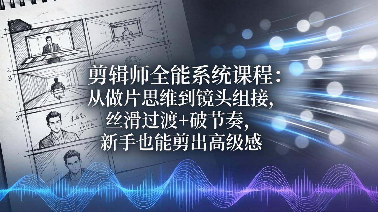 剪辑师全能系统课程：从做片思维到镜头组接，丝滑过渡+破节奏，新手也能剪出高级感-云推网创项目库