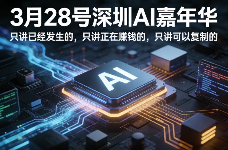 3月28号深圳AI嘉年华，只讲已经发生的，只讲正在賺钱的，只讲可以复制的-云推网创项目库
