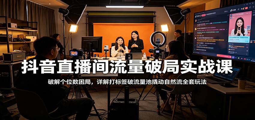 抖音直播间流量破局实战课：破解个位数困局，详解打标签破流量池撬动自然流全套玩法-云推网创项目库