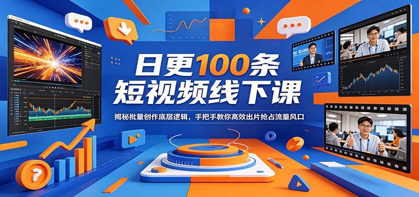 日更100条短视频线下课：揭秘批量创作底层逻辑，手把手教你高效出片抢占流量风口-云推网创项目库