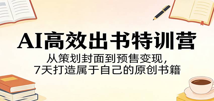 AI高效出书特训营:从策划封面到预售变现,7天打造属于自己的原创书籍-云推网创项目库