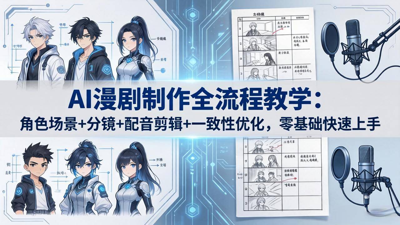 AI漫剧制作全流程教学：角色场景+分镜+配音剪辑+一致性优化，零基础快速上手-云推网创项目库
