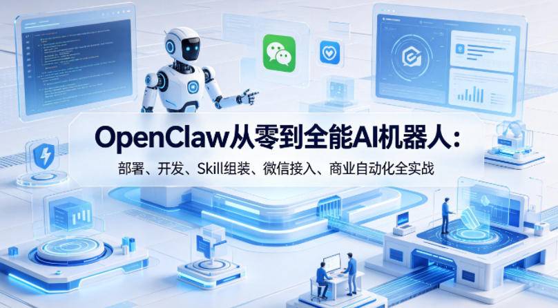 OpenClaw从零到全能AI机器人：部署、开发、Skill组装、微信接入、商业自动化全实战-云推网创项目库
