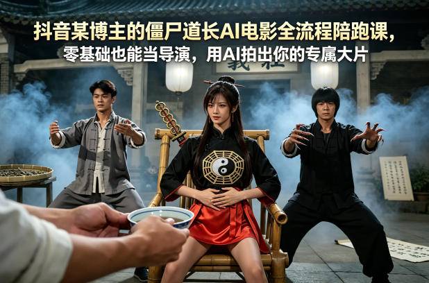 抖音某博主的僵尸道长AI电影全流程陪跑课，零基础也能当导演，用AI拍出你的专属大片-云推网创项目库