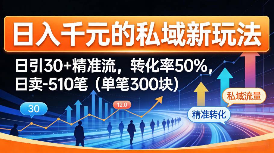 日入千米的私域新玩法：日引30＋精准流，转化率50%，日卖5-10笔(单笔300米)-云推网创项目库