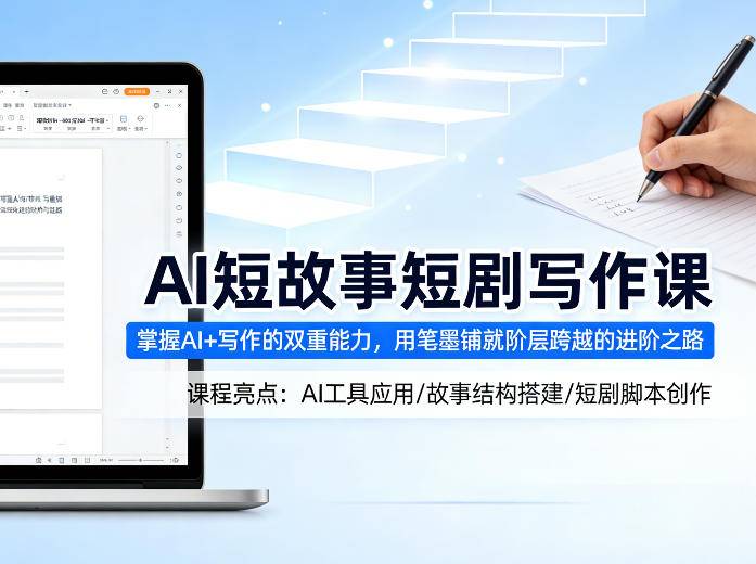 AI短故事短剧写作课,掌握AI+写作的双重能力,用笔墨铺就阶层跨越的进阶之路-云推网创项目库