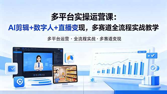 某团队多平台实操运营课-更新26年4月20：AI剪辑+数字人+直播变现，多赛道全流程实战教学-云推网创项目库