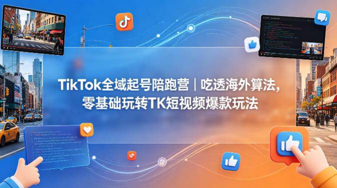 TikTok全域起号陪跑营｜吃透海外算法，零基础玩转TK短视频爆款玩法-云推网创项目库