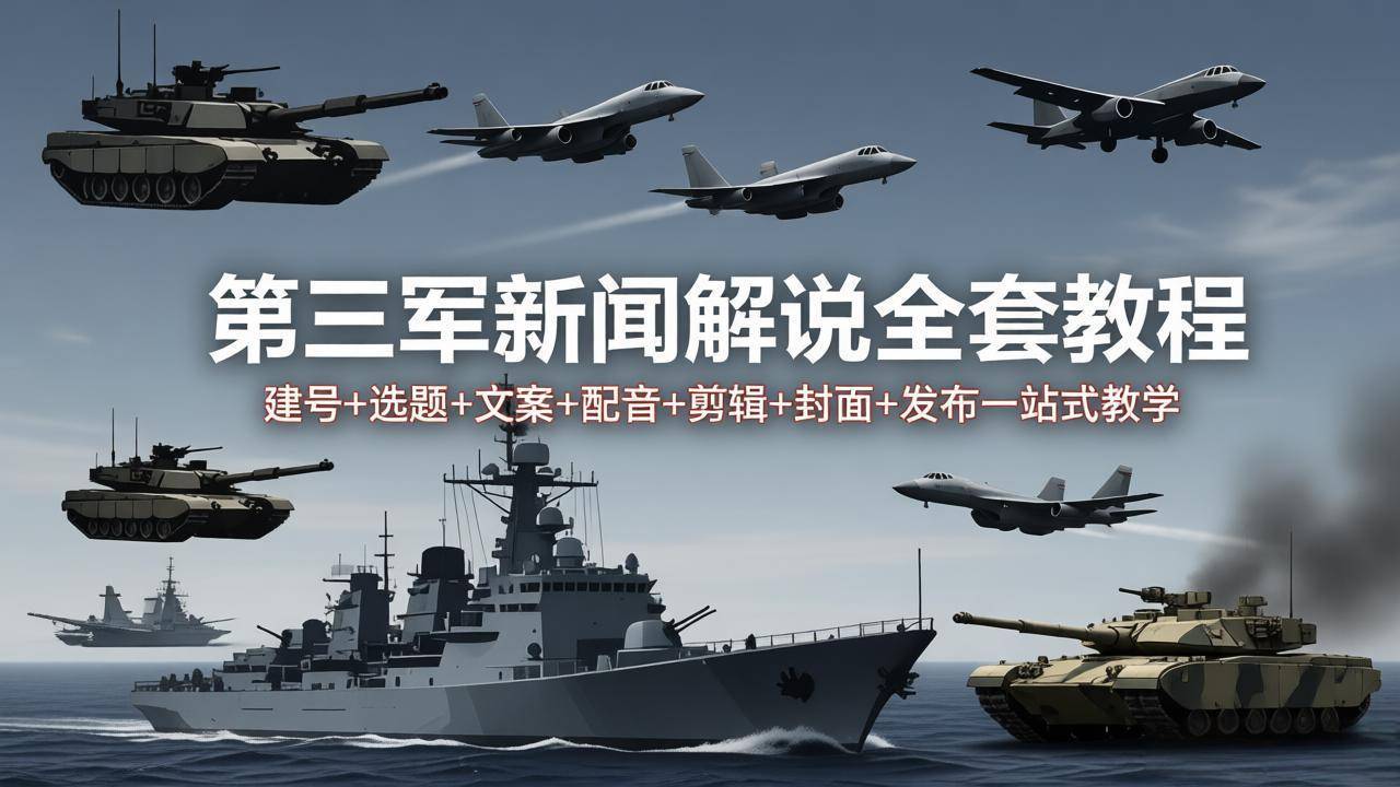第三军迷新闻解说全套教程：建号+选题+文案+配音+剪辑+封面+发布一站式教学-云推网创项目库