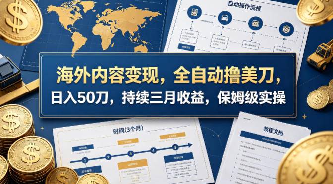 海外内容变现，全自动撸美刀，日入50刀，持续三月收益，保姆级实操【揭秘】-云推网创项目库