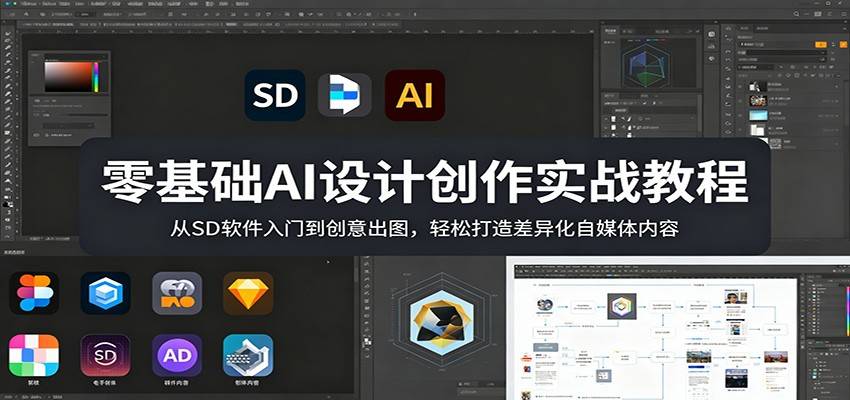 零基础AI设计创作实战教程：从SD软件入门到创意出图，轻松打造差异化自媒体内容-云推网创项目库
