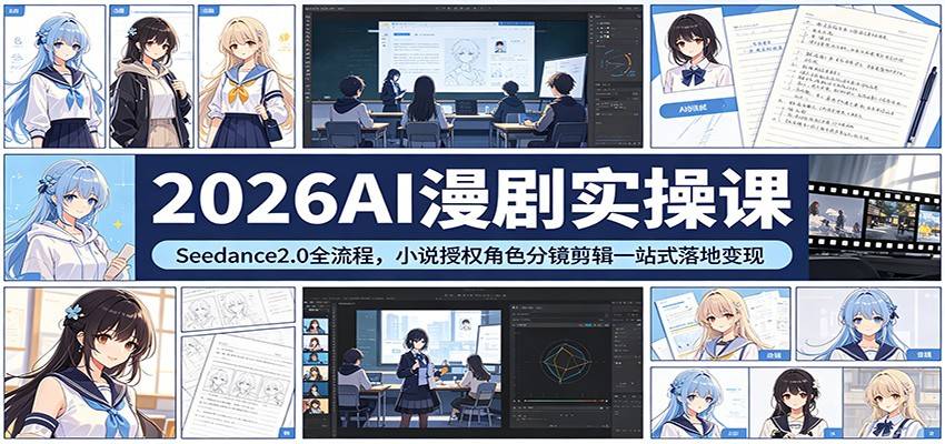 2026AI漫剧实操课：Seedance2.0全流程，小说授权角色分镜剪辑一站式落地变现-云推网创项目库