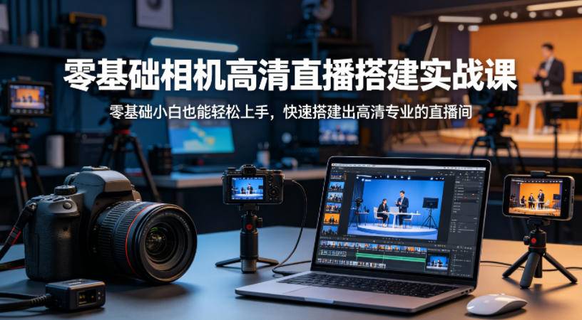 零基础相机高清直播间搭建实战课，小白也能轻松上手，快速搭建出高清专业的直播间-云推网创项目库