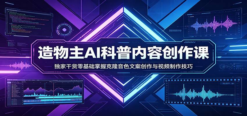 AI科普内容创作课：独家干货零基础掌握克隆音色文案创作与视频制作技巧-云推网创项目库
