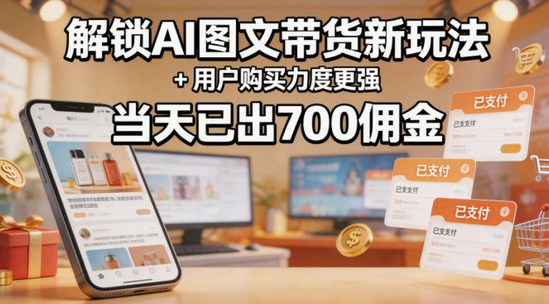 解锁ai图文带货新玩法+用户购买力度更强，当天已出700佣金，详细拆解-云推网创项目库