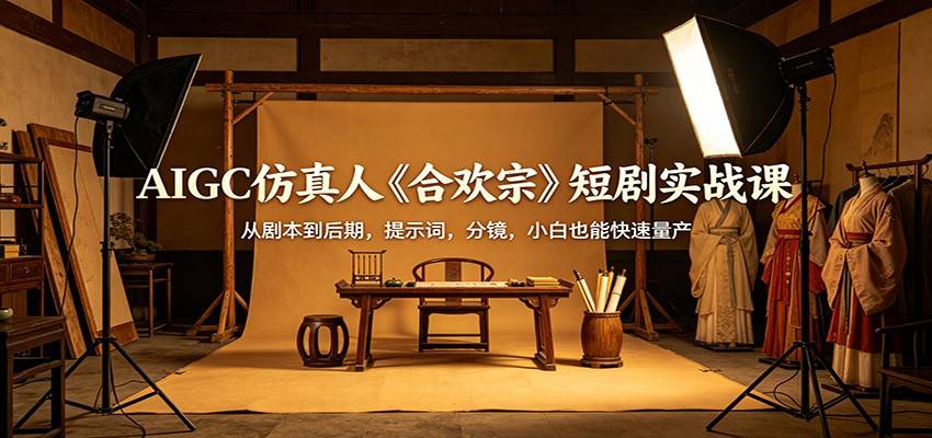 AIGC仿真人《合欢宗》短剧实战课：从剧本到后期，提示词，分镜，小白也能快速量产-云推网创项目库