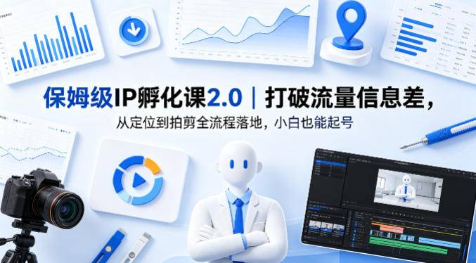保姆级IP孵化课2.0｜打破流量信息差，从定位到拍剪全流程落地，小白也能起号-云推网创项目库